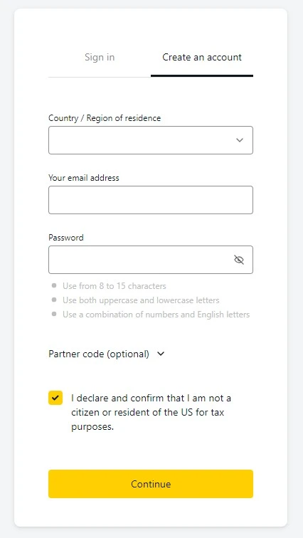 exness sign up